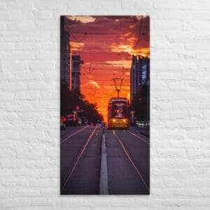 Sunset Express - Golden rails lead into a horizon ablaze with color